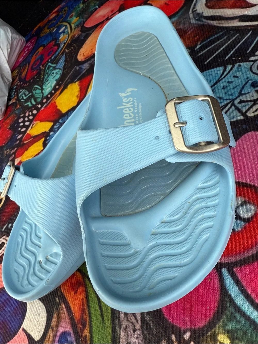 Cheeks Exercise Recovery Slides Sandals Powder Blue size 8 - Picture 3 of 9
